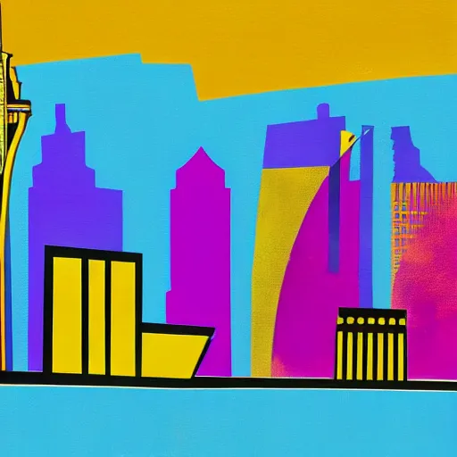 Image similar to painting of las vegas skyline in style of pop art