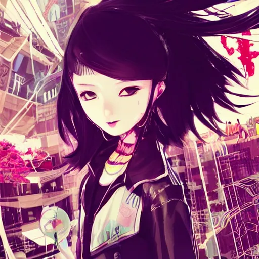 Image similar to Frequency indie album cover, luxury advertisement, instagram filter, amazing stylish colors. highly detailed post-cyberpunk sci-fi close-up schoolgirl in asian city in style of cytus and deemo, by Tsutomu Nihei, by Ilya Kuvshinov, by Greg Tocchini, nier:automata, Yorda from Ico, set in half-life 2, beautiful, very inspirational, very stylish, with gradients, surrealistic, dystopia, postapocalyptic vibes, depth of field, rich cinematic atmosphere, perfect digital art, mystical journey in strange world, beautiful dramatic dark moody tones and studio lighting, shadows, arthouse