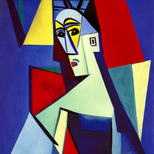 Prompt: cubist painting of Ciri by Pablo Picasso, abstract art