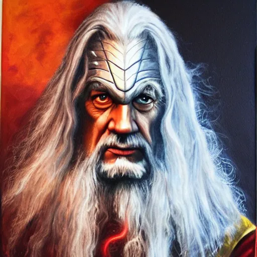 Prompt: gandalf as ironman, painting