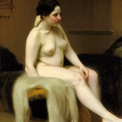 Prompt: vivid by edwin henry landseer. a beautiful conceptual art. her cell is as bare as mine. she is sitting in the middle, hugging her knees, wrapped in a toga - like garment.