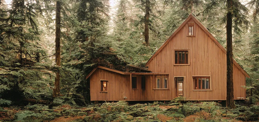 Image similar to cascadian house. photographed by wes anderson on fujinon premista 1 9 - 4 5 mm t 2. 9. portra 8 0 0.