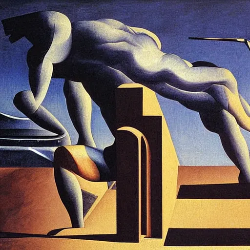 Image similar to the end of time painting by de chirico