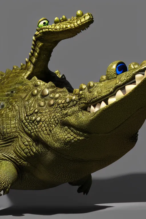 Prompt: a crocodile wearing a formal overcoat Pixar style 3D render octane render unreal engine 5 path tracing front shot cute Disney style 4K natural