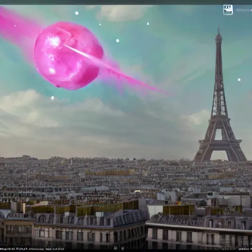 Image similar to yogurt meteor crashes into paris, yogurt covering everything, high resolution news footage, trending on artstation, photo