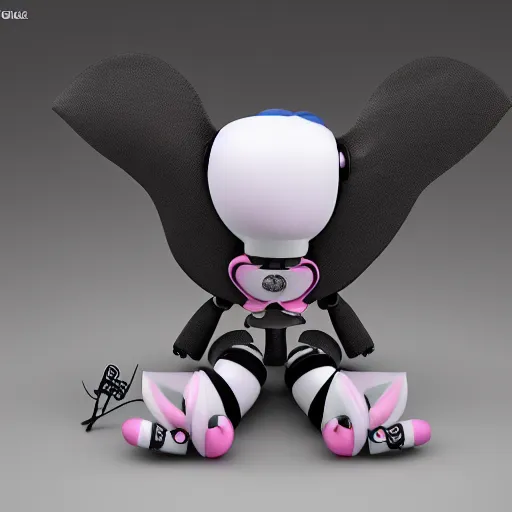 Image similar to cute fumo plush of a gothic maid robot bug, anime, vray