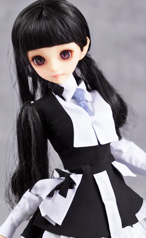 Image similar to dollfie in school uniform, black skirt and white blouse