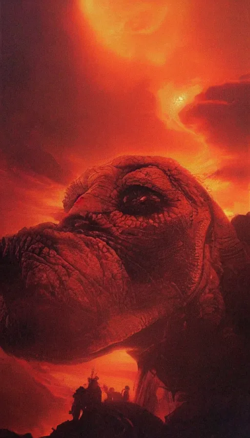 Prompt: donald trump's face close up on the apocalypse now poster, red sunset, snake river in the jungle, air brush, oil paint, radiant light, caustics, heroic, bright iridescent light, by gaston bussiere, bayard wu, greg rutkowski, maxim verehin