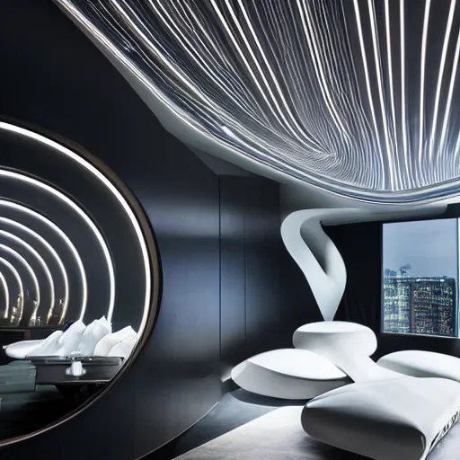 Image similar to room designed by zaha hadid