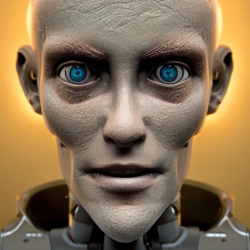 Image similar to portrait of a old humanoid robot intricate mechanics, ,octane render, 8k, dramatic lighting