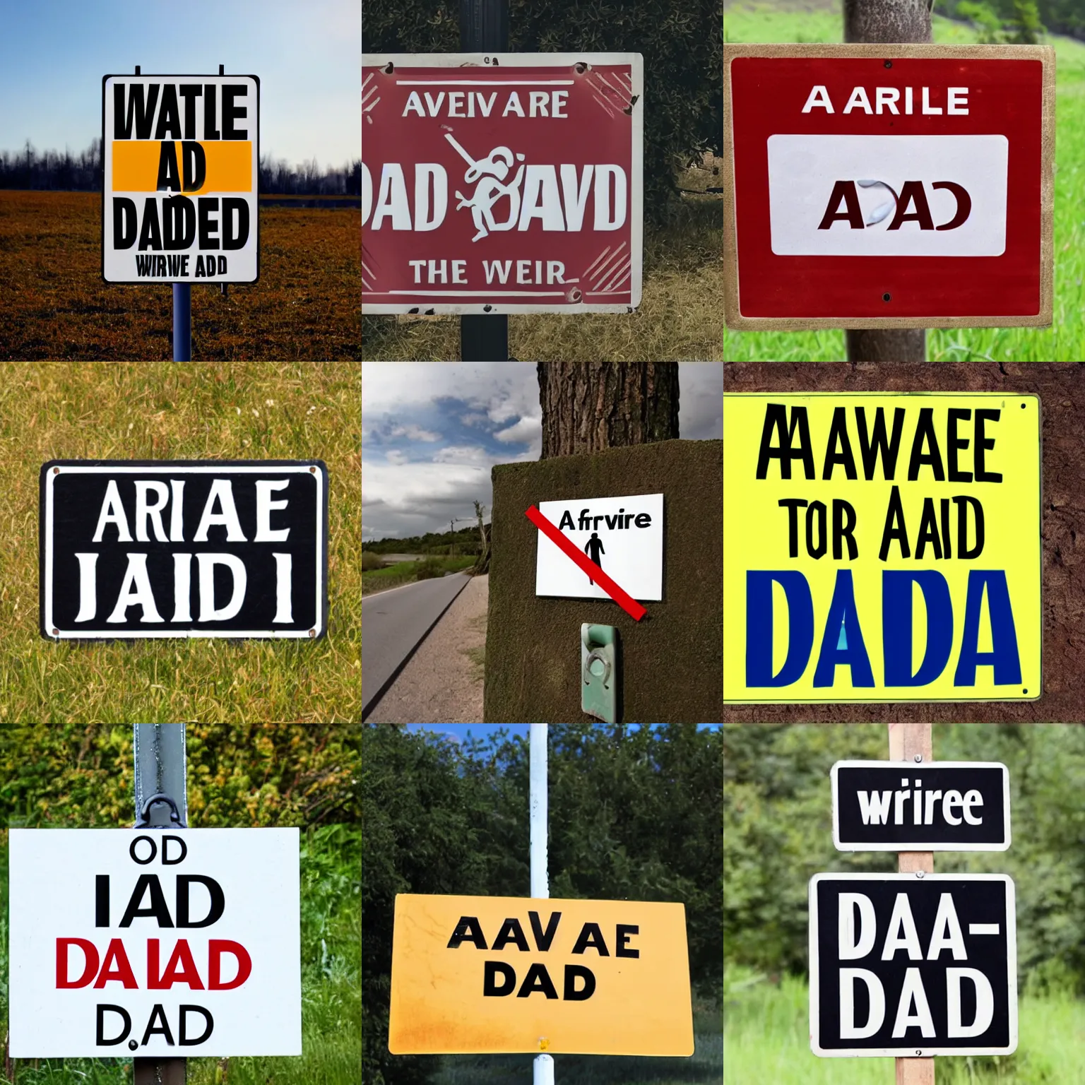 Prompt: a sign that says beware of dad