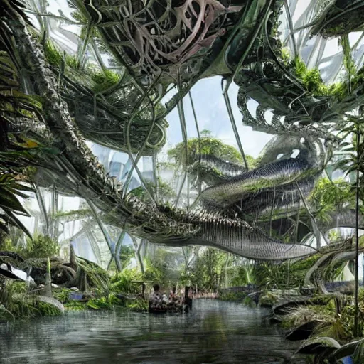 Prompt: epic, ultra detailed, hyper - real alien jungle by zaha hadid and greg rutkowski inside salvador dali