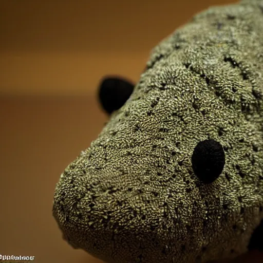 Image similar to an adorable plush toy ankylosaurus, close up photo, Leica