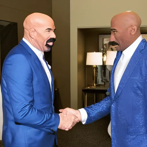 Image similar to white steve harvey meeting black steve harvey and blue steve harvey