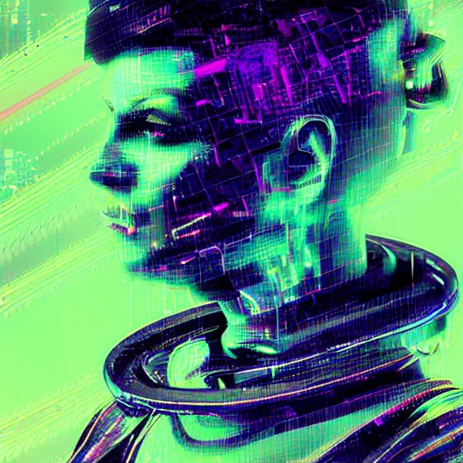 Prompt: glitch art of a cyberpunk cybernetic youtuber trending on artstation deviantart pinterest photorealistic hd 8 k highlights and shadow detailed high resolution