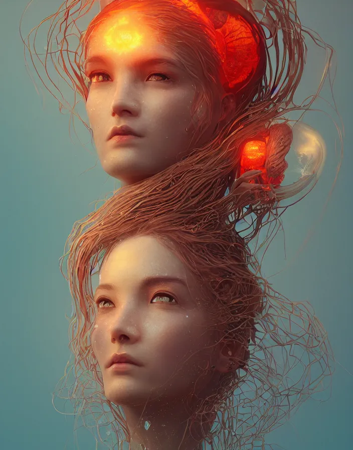 Image similar to goddess portrait. jellyfish phoenix head. intricate artwork by Tooth Wu and wlop and beeple. octane render, trending on artstation, greg rutkowski very coherent symmetrical artwork. cinematic, hyper realism, high detail, octane render, 8k