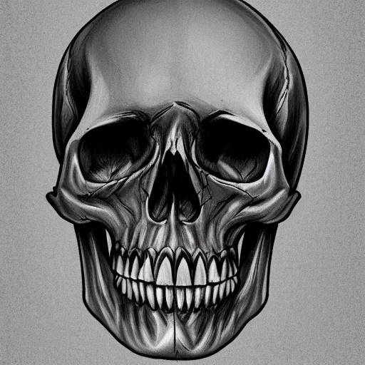 Prompt: skull black and white anatomical illustration