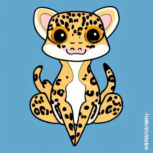 Image similar to A very beautiful sticker art of a leopard gecko cat, cute, white background, high quality, smooth lines, trending on ArtStation, anime, art by aleksagosto and kitschykawaii, Instagram