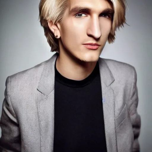 Image similar to really handsome gigachad xqc, beauty magazine photograph