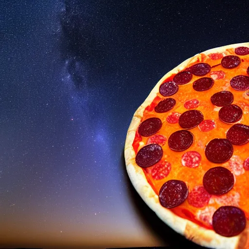 Image similar to pepperoni, night sky, 8k, photograph, photorealistic