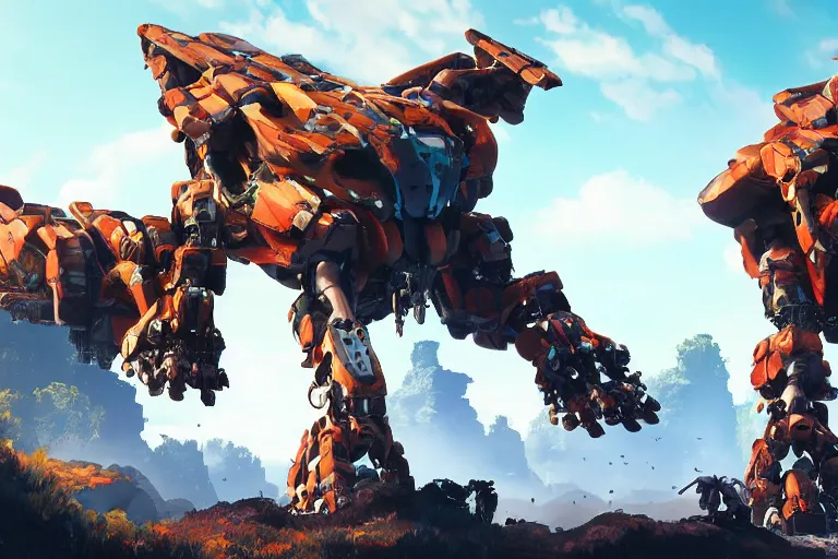 Image similar to shell - walker machine mecha animal beast robot of horizon forbidden west horizon zero dawn bioluminiscence global illumination ray tracing hdr fanart arstation by sung choi and eric pfeiffer and gabriel garza and casper konefal