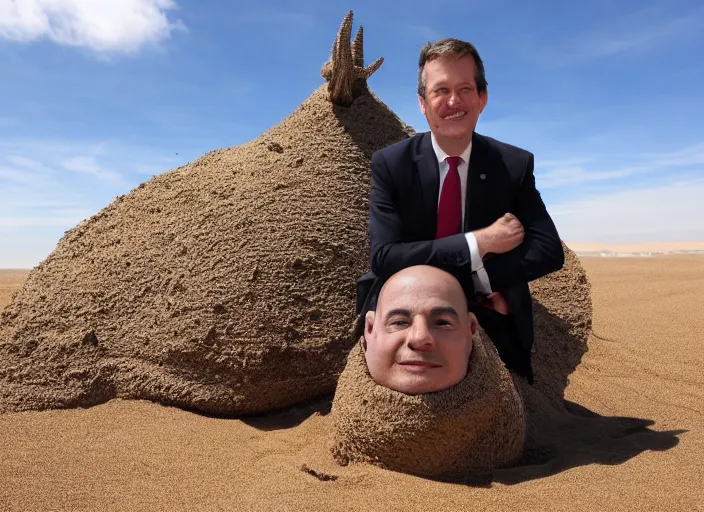 Prompt: a politician photo op with the sand worm from dune