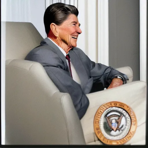 Prompt: [ ronald reagan sitting in chair... tiger ]