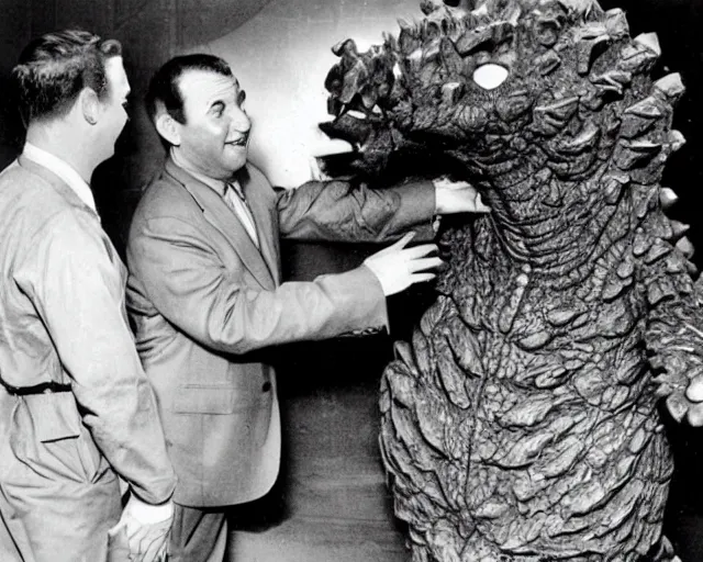 Image similar to Abbott and Costello meet Godzilla