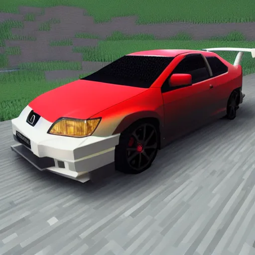 Prompt: honda civic type r ek 9 in minecraft