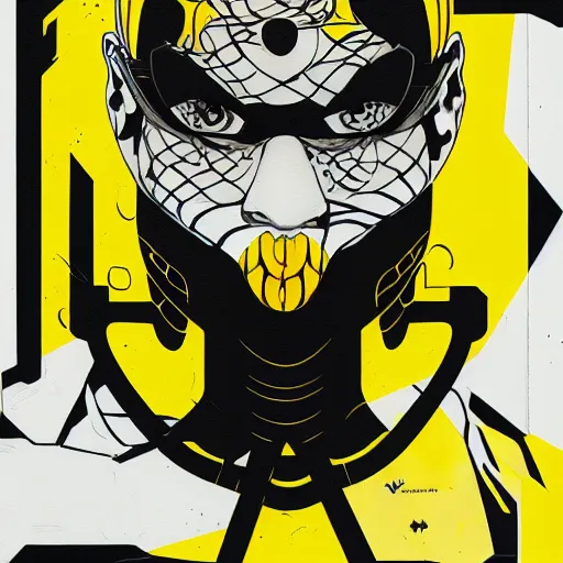 Prompt: Yellow Venom picture by Sachin Teng, asymmetrical, Organic Painting , Matte Painting, geometric shapes, hard edges, graffiti, Pixar , street art:2 by Sachin Teng:4