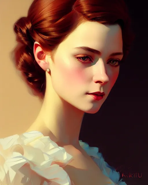 Image similar to stylized portrait of an artistic pose, composition, young fancy victorian lady, realistic shaded, fine details, realistic shaded lighting poster by ilya kuvshinov, magali villeneuve, artgerm, jeremy lipkin and michael garmash and rob rey