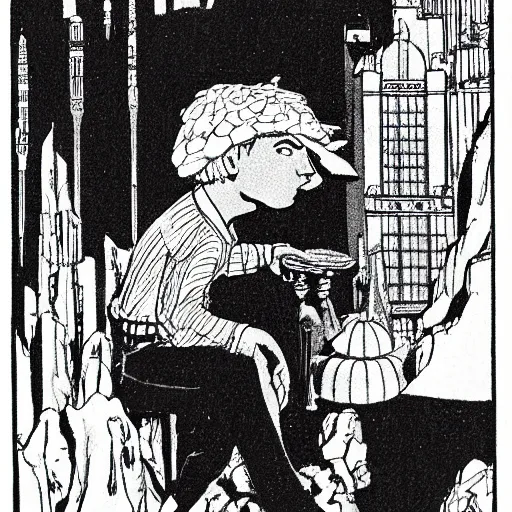 Prompt: a portrait of a character in a scenic environment by Winsor McCay