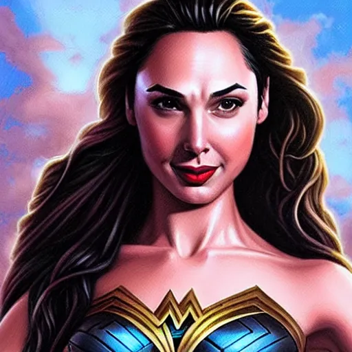 Prompt: Gal Gadot as painted by Ralph Horsley