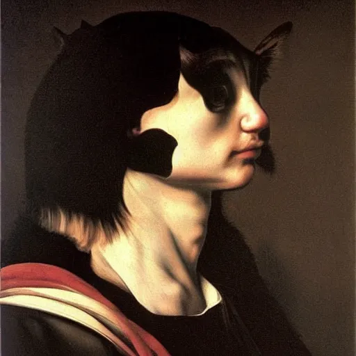 Image similar to a caravaggio portrait of the cat meme