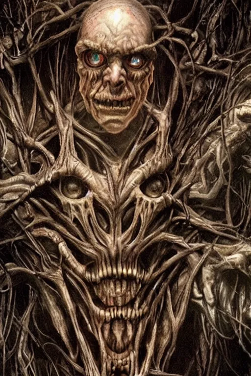 Image similar to !!! rupert murdoch!!! as a monster with!! many eyes!!, photorealistic, cinematic lighting, highly detailed, very intricate, by guillermo del toro and hr giger