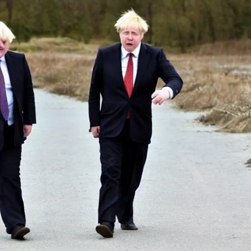 Image similar to Boris Johnson and putin at the end of the world