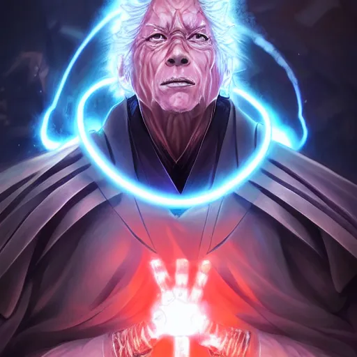 Image similar to anime portrait of Darth Vader as a shaman yedi using dark force to eliminate trump as an anime antagonist by Stanley Artgerm Lau, WLOP, Rossdraws, James Jean, Andrei Riabovitchev, Marc Simonetti, and Sakimichan, trending on artstation