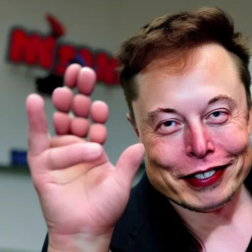 Image similar to Elon Musk offers some jelly beans on his palm looking to the camera