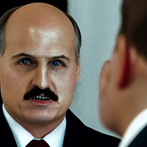 Image similar to Alexander Lukashenko as the American Psycho, cinematic still