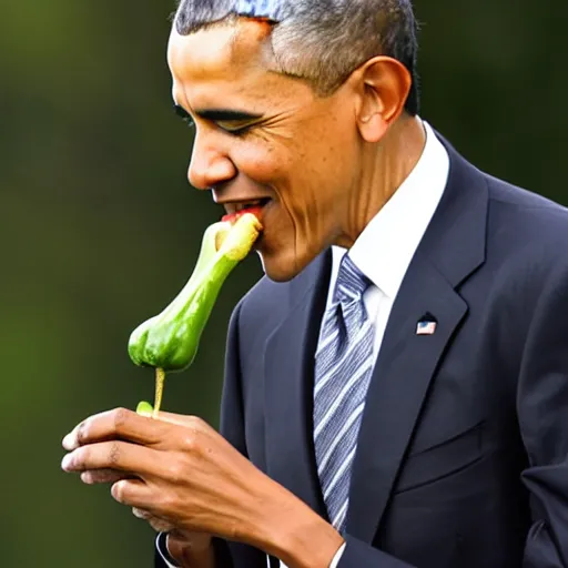 Image similar to barack obama eating a pepper