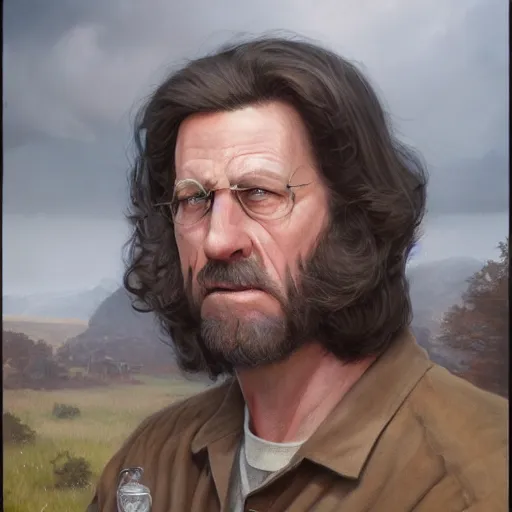 Image similar to hyperrealisticdetailed matte portrait painting of Gene Belcher by andreas rocha and john howe and Martin Johnson