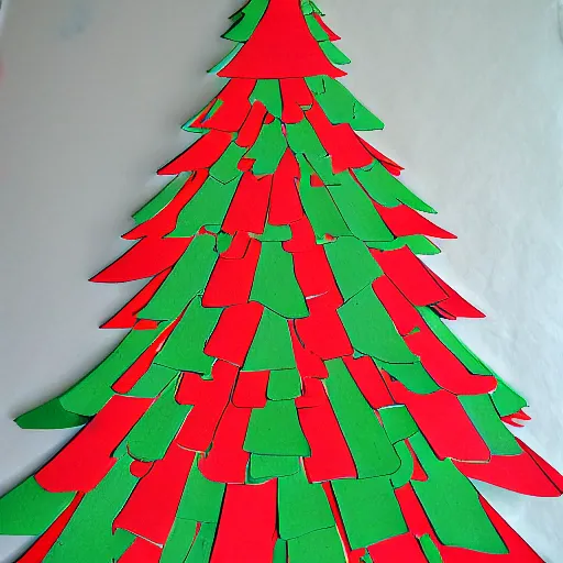 Prompt: christmas tree. paperboard style art