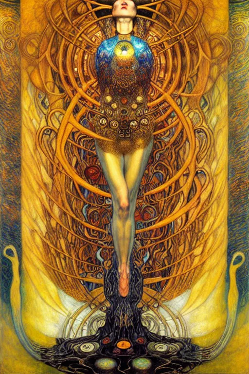 Image similar to Divine Chaos Engine by Karol Bak, Jean Delville, William Blake, Gustav Klimt, and Vincent Van Gogh, symbolist, visionary