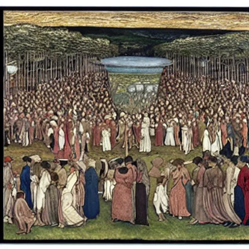 Image similar to a photo of where's wally, by edward burne jones