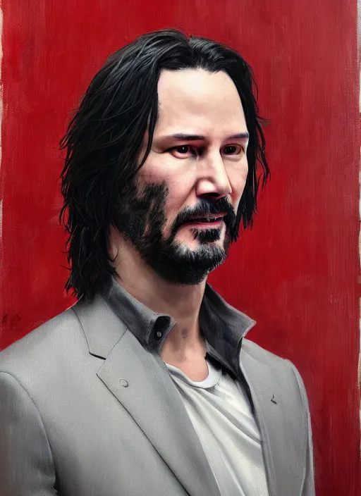 Prompt: grandiose epic portrait of keanu reeves detailed painting, modern arstation style, 4 k, greg rutkowski, magalie villeneuve