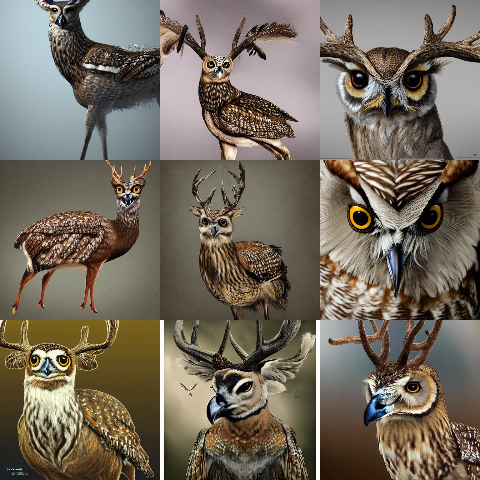 Prompt: a feathered deer with owl feathers, national geographic, photo, nature photography, trending on artstation, highly detailed, full body, realistic