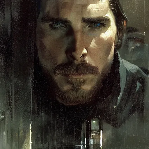 Image similar to christian bale, hyperrealistic portrait, bladerunner street, art of elysium by jeremy mann and alphonse mucha, fantasy art, photo realistic, dynamic lighting, artstation, poster, volumetric lighting, very detailed face, 4 k, award winning