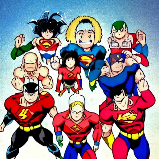 Prompt: justice league in anime style by akira toriyama