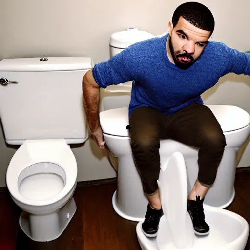 Prompt: drake farting in a toilet