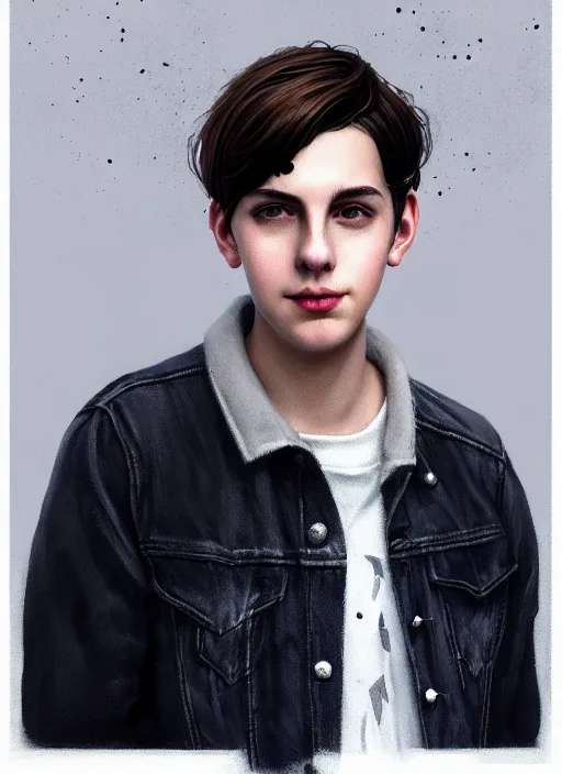 Image similar to portrait of teenage jughead jones wearing a light grey crown, photorealistic, crown, eyes closed, crown, black hair, intricate, elegant, glowing lights, highly detailed, digital painting, artstation, concept art, smooth, sharp focus, illustration, art by wlop, mars ravelo and greg rutkowski